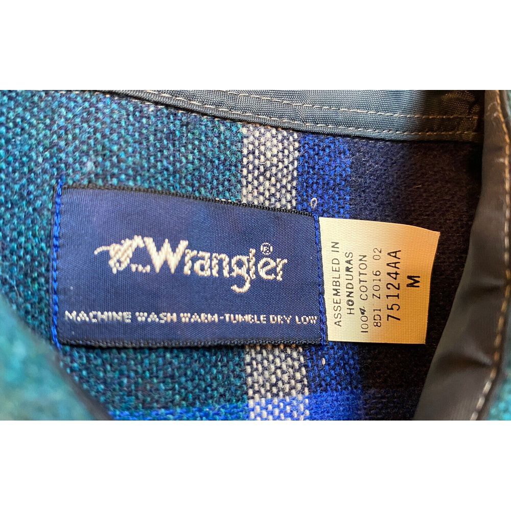 Vintage Wrangler Button‎ Front Shirt Sz Med Multicolor Plaid Western Long Sleeve - Picture 3 of 4